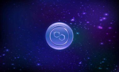 Çokgen sanal para birimi resimleri. 3d illüstrasyon.