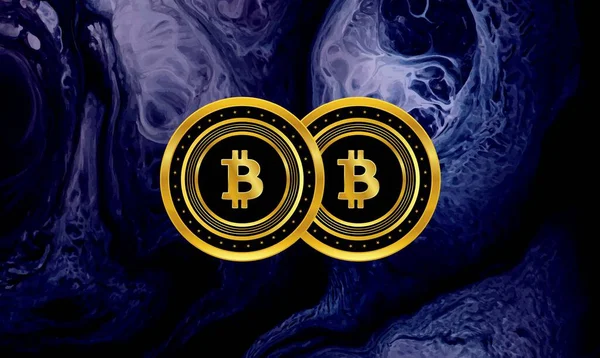 Imagens Logotipo Bitcoin Fundo Digital Ilustrações — Fotografia de Stock