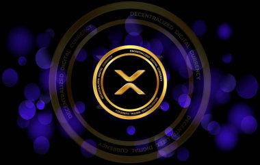 dalgalı sanal para birimi logosu. 3d illüstrasyon.