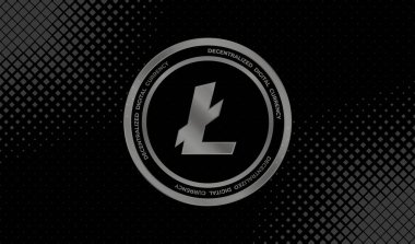 Litoin sanal para birimi görüşleri. 3d illüstrasyon