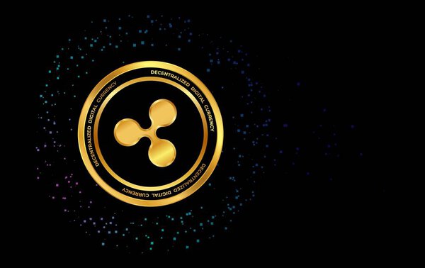 рябь логотипа виртуальной валюты. 3d иллюстрации.