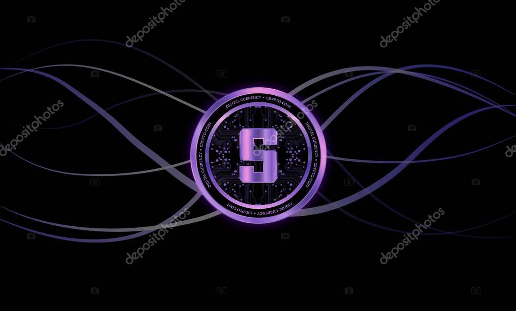 Sandbox virtual currency logo on abstract background. 3d illustrations.