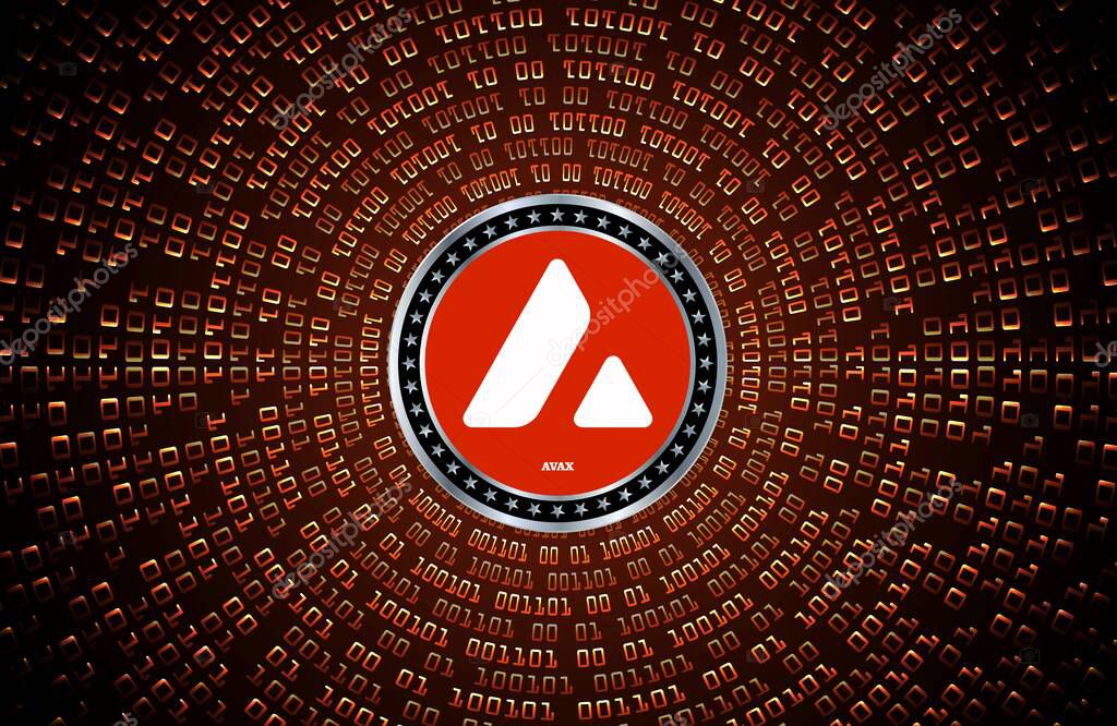 Avalanche virtual currency image in the digital background. 3d illustrations.