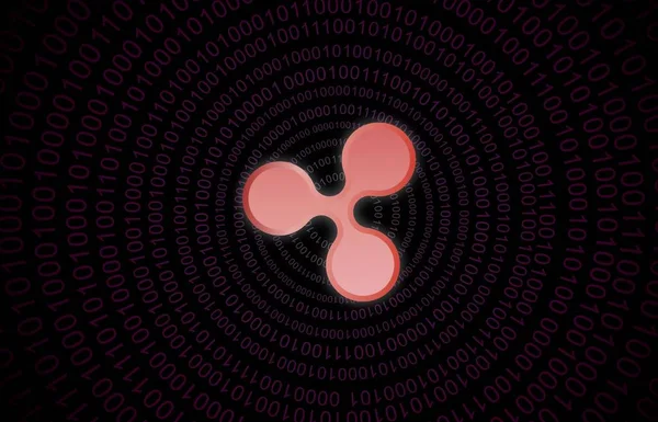 Soyut arkaplanda sanal para birimi logosu var. 3d illüstrasyon.