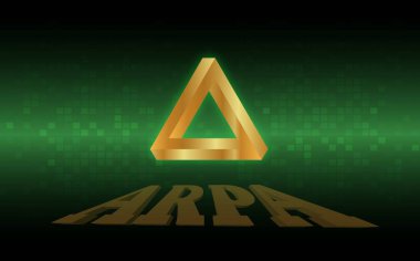 Arpa madeni para biriminin dijital bir arka plandaki görüntüsü. 3d illüstrasyon.