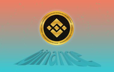 Binance sanal para birimi görüntüleri. 3d illüstrasyon.