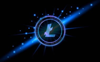 Litoin sanal para birimi görüşleri. 3d illüstrasyon