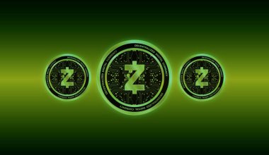 Zcash sanal para biriminin dijital arkaplan görüntüsü. 3d illüstrasyon.