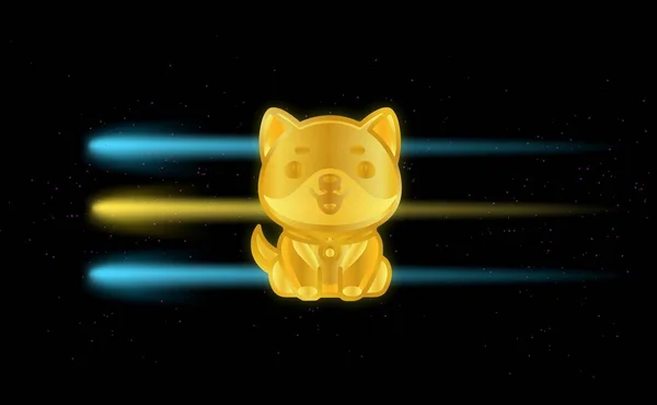 Baby Doge Virtual Currency Logo Colorful Lights Background Illustration — Stok fotoğraf