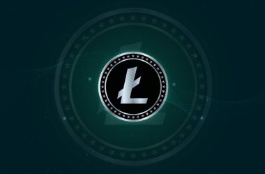 Litoin sanal para birimi görüşleri. 3d illüstrasyon