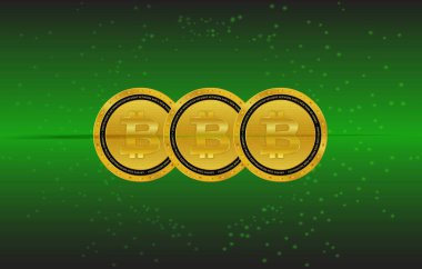 Dijital arkaplandaki bitcoin logosunun görüntüleri. 3d illüstrasyon.