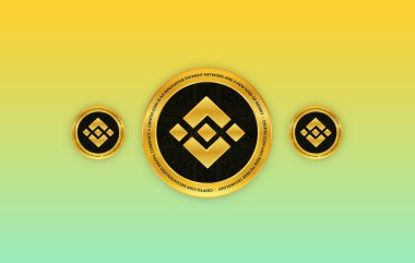 Binance sanal para birimi görüntüleri. 3d illüstrasyon.