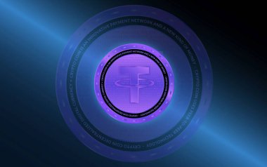 Bağlı sanal para birimi logosu. 3d illüstrasyon.