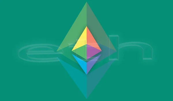 Ethereum虚拟货币图像 3D说明 — 图库照片