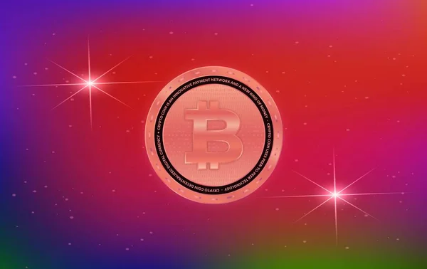 Bilder Des Bitcoin Logos Auf Einem Digitalen Hintergrund Abbildungen — Stockfoto