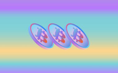 Dijital arkaplandaki bitcoin logosunun görüntüleri. 3d illüstrasyon.