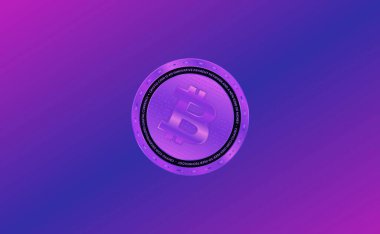 Dijital arkaplandaki bitcoin logosunun görüntüleri. 3d illüstrasyon.