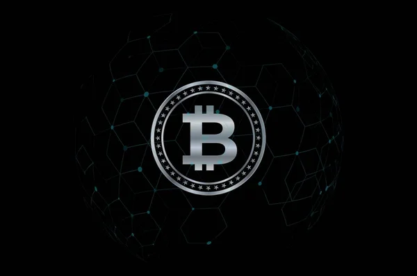 Зображення Логотипу Bitcoin Цифровому Тлі Ілюстрації — стокове фото