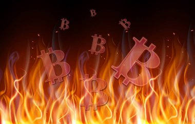 Dijital arkaplandaki bitcoin logosunun görüntüleri. 3d illüstrasyon.