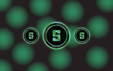 Soyut arkaplanda sanal para birimi logosu var. 3d illüstrasyon.