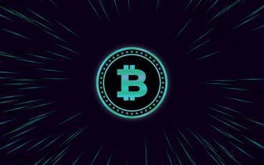 Dijital arkaplandaki bitcoin logosunun görüntüleri. 3d illüstrasyon.