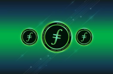 Dijital arkaplanda filecoin sanal para biriminin görüntüsü. 3d illüstrasyon