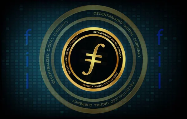 image of the filecoin virtual currency on a digital background. 3d illustration