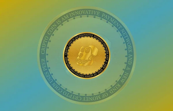 Зображення Віртуальної Валюти Apecoin Цифровому Тлі Ілюстрація — стокове фото