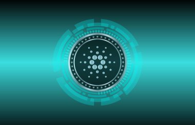 Dijital arka planda Cardano sanal para biriminin bir görüntüsü. 3d illüstrasyon.