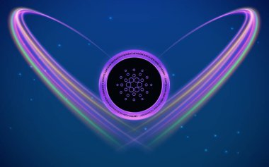Dijital arka planda Cardano sanal para biriminin bir görüntüsü. 3d illüstrasyon.