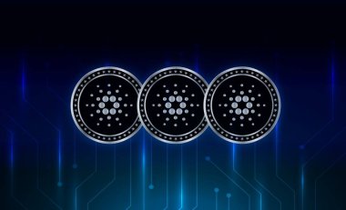 Cardano sanal para birimi görüntüleri. 3d illüstrasyon.