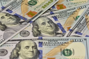 Dolar banknotlarının geçmişi. Amerikan Doları Nakit Para. Yüz dolar, elli dolar, on dolar banknot. editoryal resim