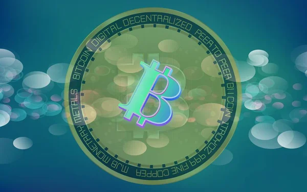 Afbeeldingen Van Het Bitcoin Logo Een Digitale Achtergrond Illustraties — Stockfoto