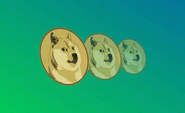 Hund Maskot Och Virtuell Valuta Bild Svart Bakgrund Illustrationer — Stockfoto