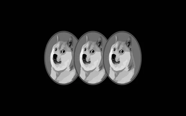 Dogecoin Mascot Virtual Currency Image Black Background Illustrations — Stock Photo, Image