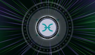 Sanal para biriminin dijital bir arka plandaki görüntüsü. 3d illüstrasyon.