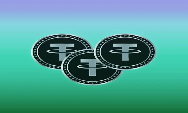 the tether virtual currency logo. 3d illustrations.
