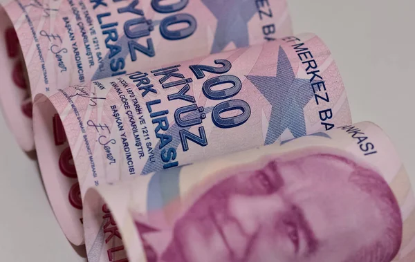 Różne Banknoty Zdjęcia Lirów Tureckich — Zdjęcie stockowe