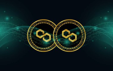 Çokgen sanal para birimi resimleri. 3d çizimler.