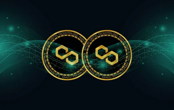 Çokgen sanal para birimi resimleri. 3d çizimler.