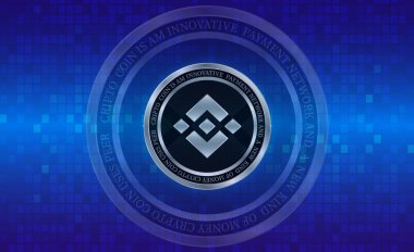 Binance sanal para birimi görüntüleri. 3d illüstrasyon.
