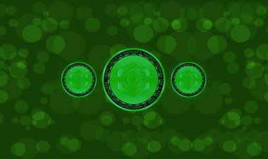 Ankr sanal para biriminin dijital arka plandaki görüntüsü. 3d çizimler.