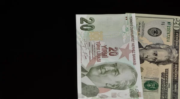 Банкноты Разных Стран Фото Сша Турецкой Лиры — стоковое фото