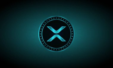 dalgalı sanal para birimi logosu. 3d illüstrasyon.