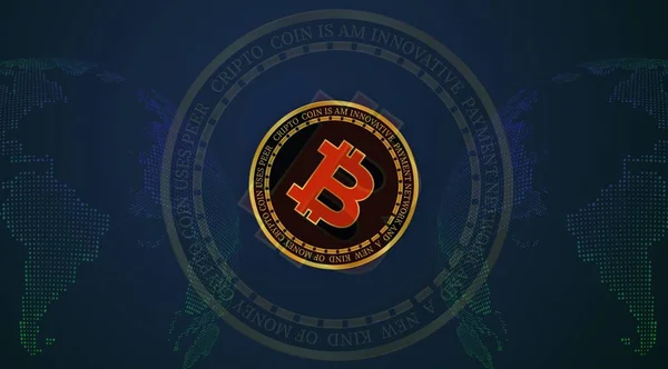 Imagens Logotipo Bitcoin Fundo Digital Ilustrações — Fotografia de Stock