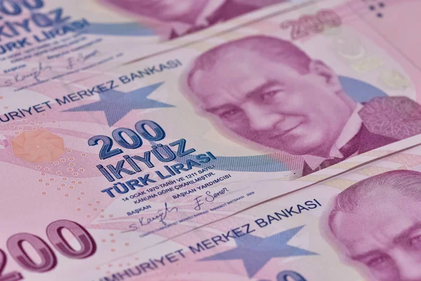 Банкноты Разных Стран Фото Турецкой Лиры — стоковое фото