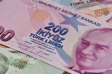çeşitli banknotlar. Türk Lirası fotoğrafları