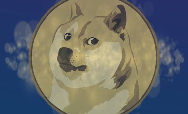 doge coin sanal para birimi görüntüleri. 3d illüstrasyon.