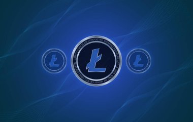 Litoin sanal para birimi görüşleri. 3d illüstrasyon