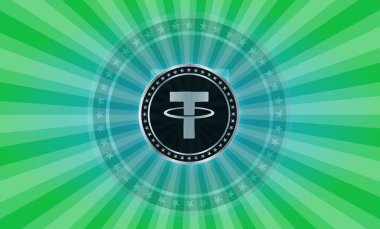 Bağlı sanal para birimi logosu. 3d illüstrasyon.